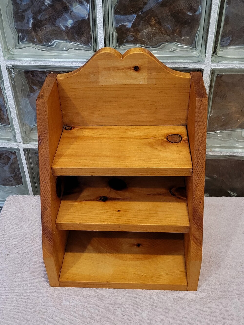 Vintage Solid Pine Wall Shelf Curio Display Spice Rack 3 Tier Rustic Wood